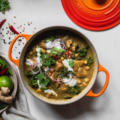 Recipe: Gingery Black Pepper Chicken Curry with Kale and Chickpeas