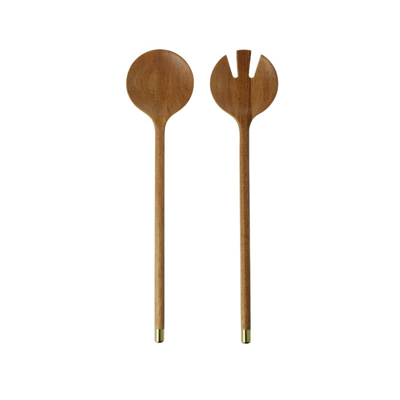 Acacia & Brass Salad Servers Set of 2 Natural