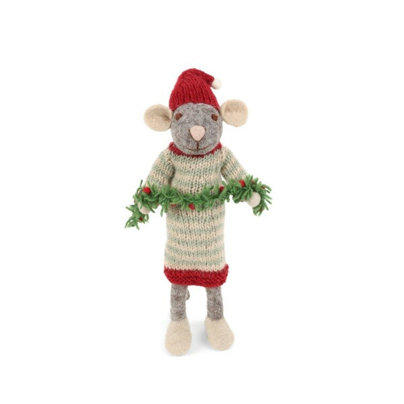 Grey Mouse With Garland 27cm Big