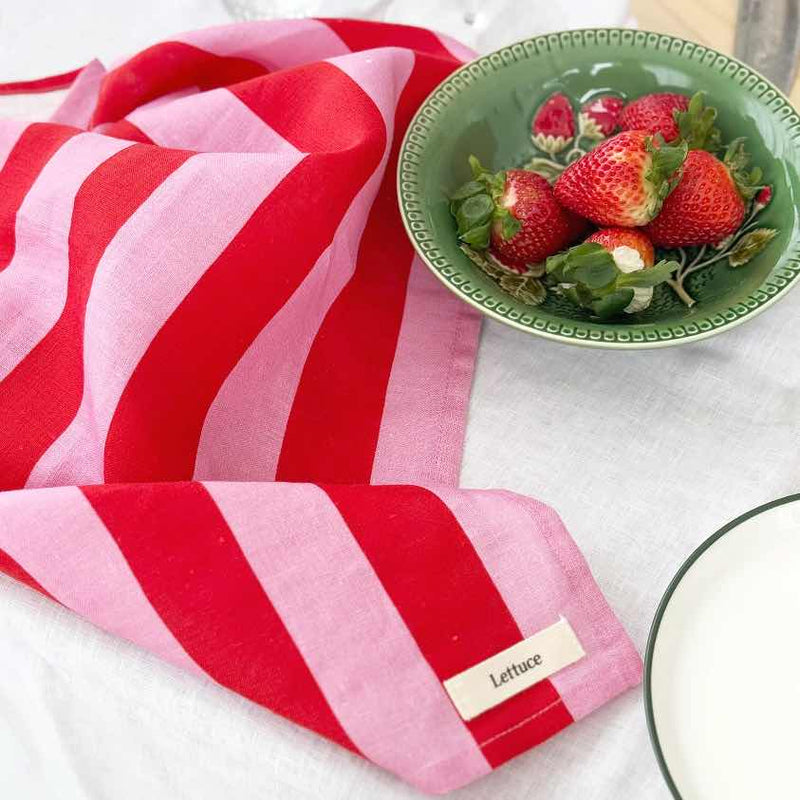 Bold Stripe Red & Pink Tea Towel