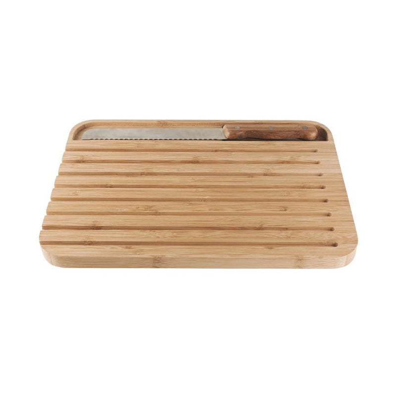 Bread Board & Bread Knife Set Large Natural Board