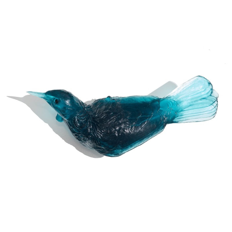 Cast Glass Bird Tūī Left Facing