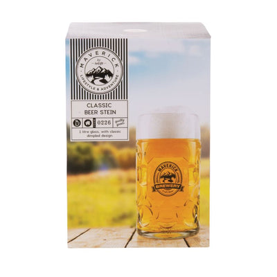 Classic Glass Beer Stein Clear 1L