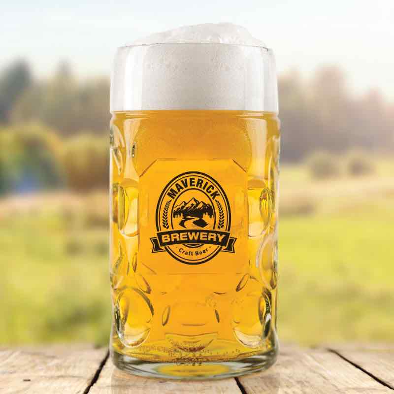 Classic Glass Beer Stein Clear 1L