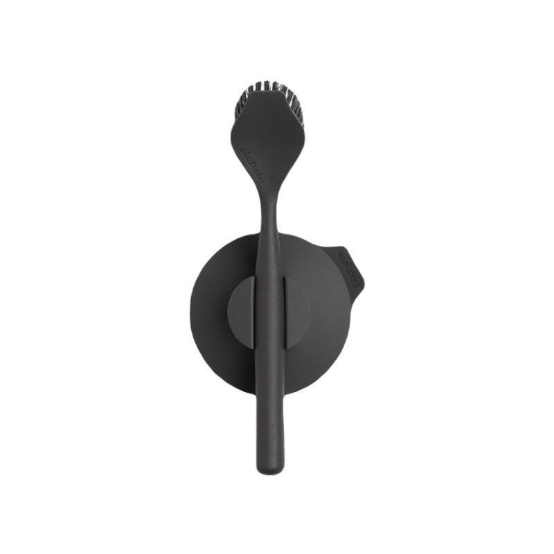 Dish Brush With Suction Holder Dark Grey