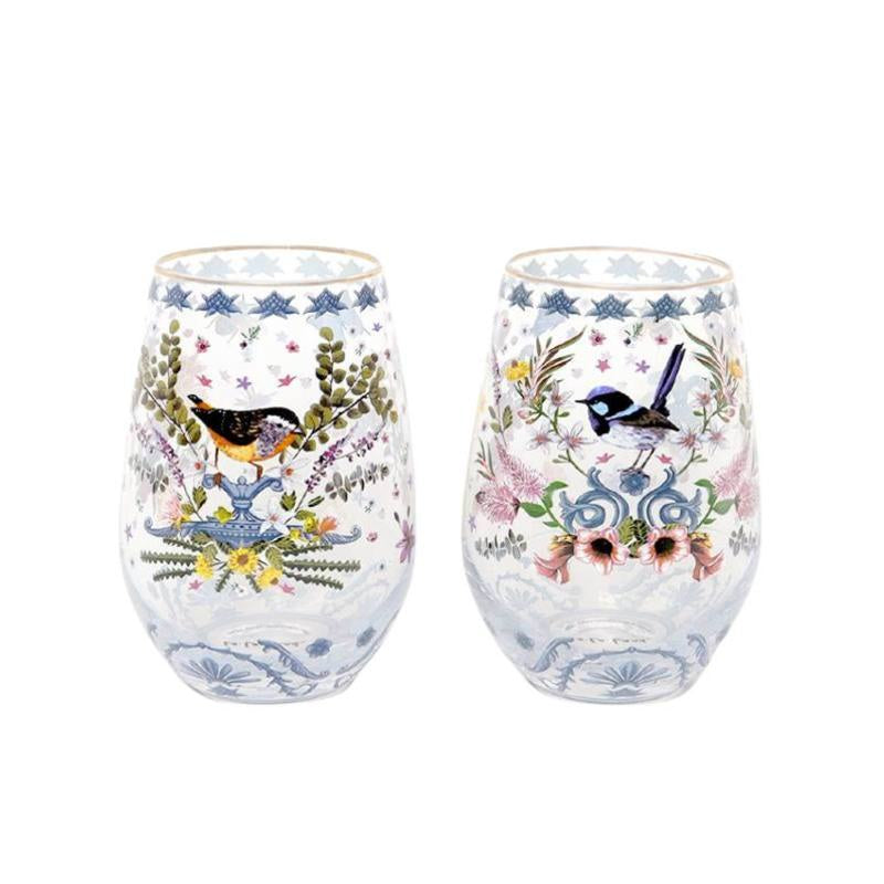 Glass Tumblers Enchanted Garden Set Of 2