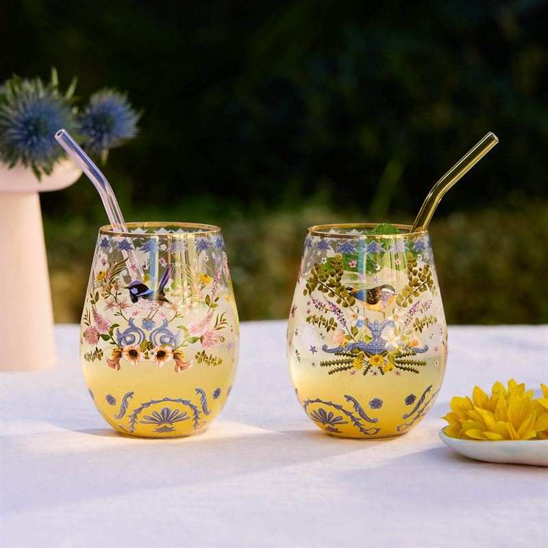 Glass Tumblers Enchanted Garden Set Of 2