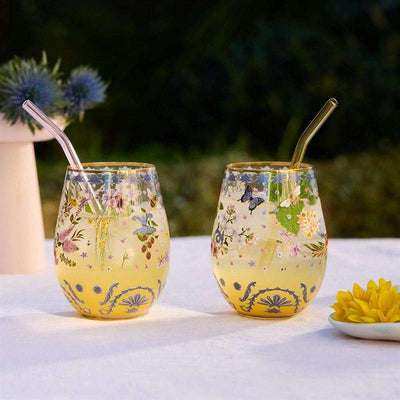 Glass Tumblers Enchanted Garden Set Of 2