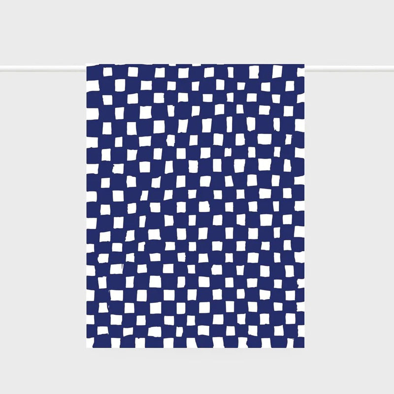 Hand-Drawn Checkers Tea Towel