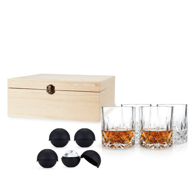 Liquor Glass and Ice Sphere 8 Piece Box Set