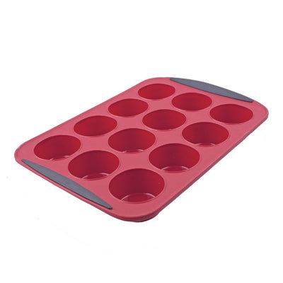 Muffin Pan Silicone 12 Cup Red