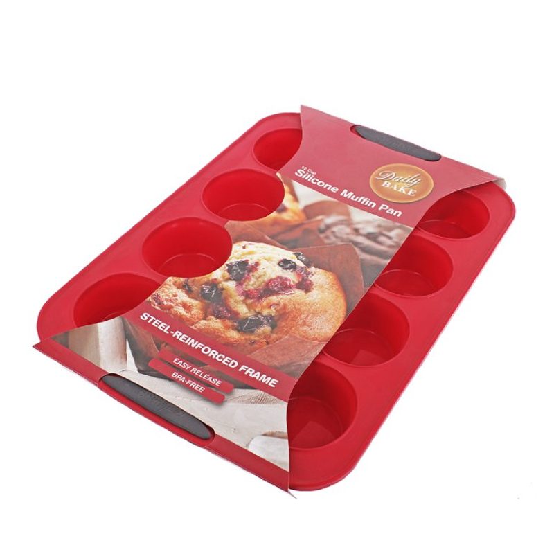 Muffin Pan Silicone 12 Cup Red