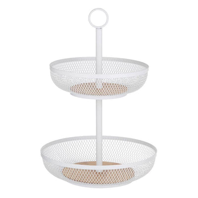 Olsen White 2 Tier Mesh Fruit Basket