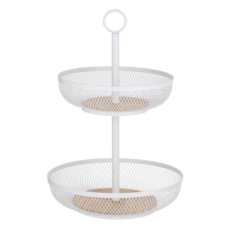 Olsen White 2 Tier Mesh Fruit Basket