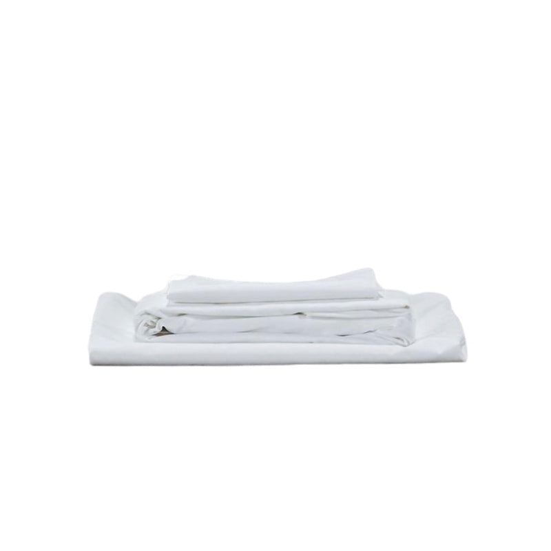 Percale Sheet Set 450TC Cotton White Single