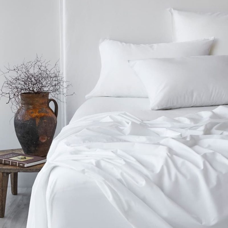 Percale Sheet Set 450TC Cotton White Single