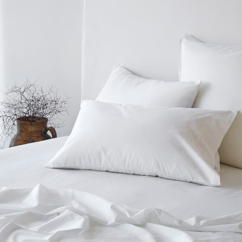 Percale Sheet Set 450TC Cotton White Single