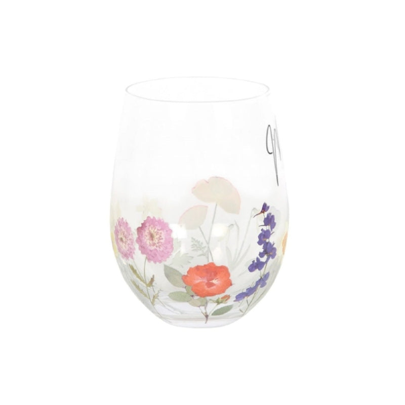 Stemless Wine Glasses Wildflowers