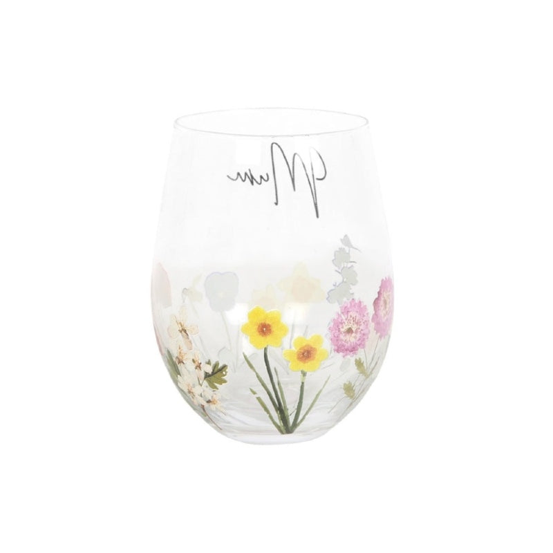 Stemless Wine Glasses Wildflowers