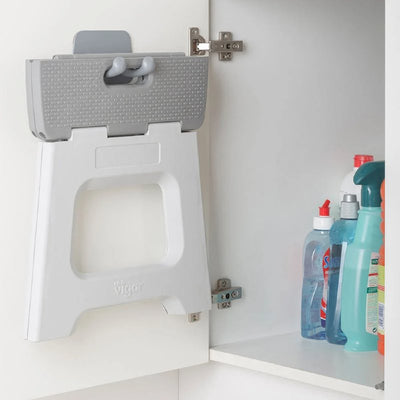 Step Stool Compact Foldable Grey 27cm