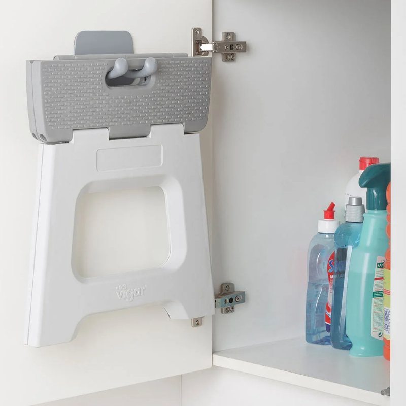 Step Stool Compact Foldable Grey 27cm