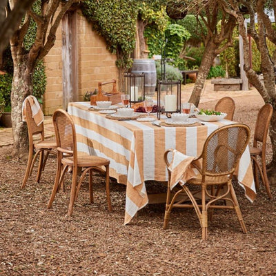 Striped Tablecloth Rust Large