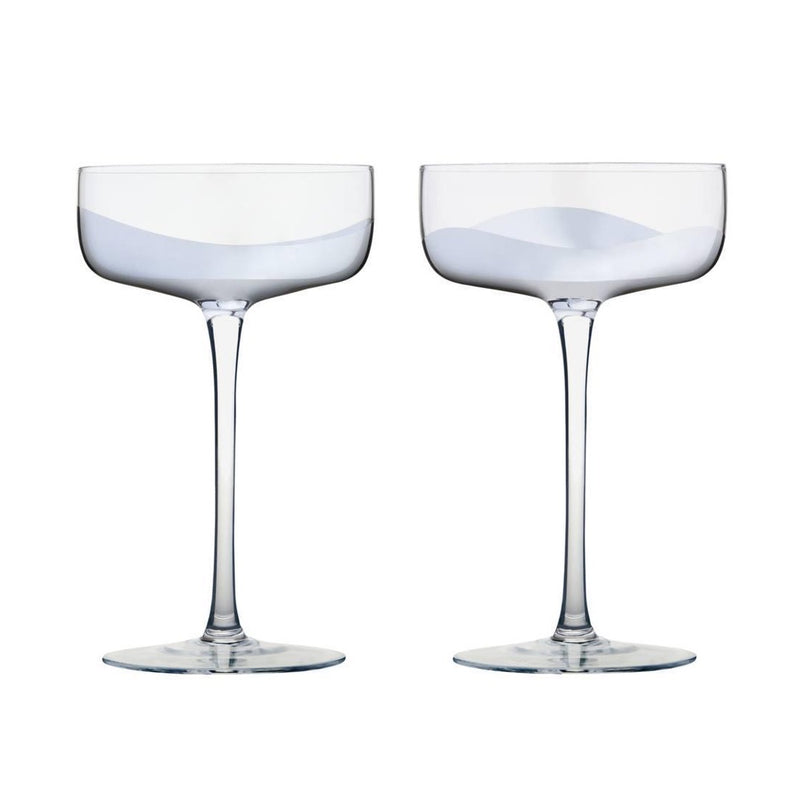 Wave Silver Champagne Saucer 250ml Set of 2