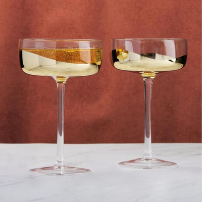 Wave Gold Champagne Saucer Set of 2