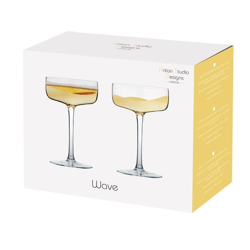 Wave Gold Champagne Saucer Set of 2