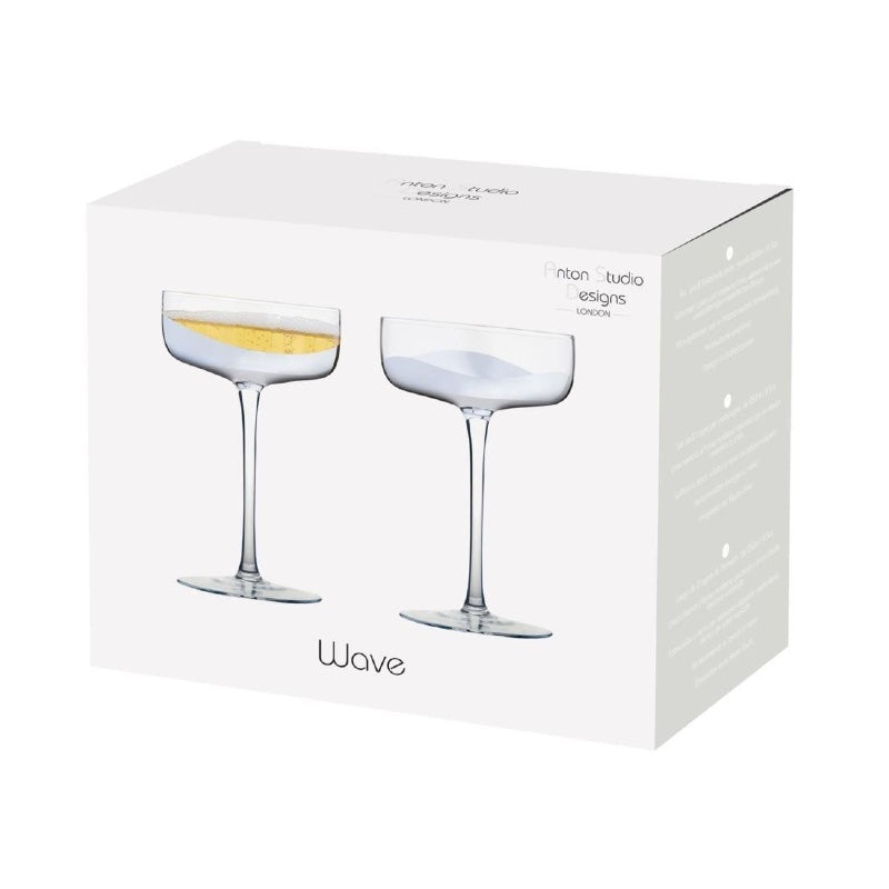 Wave Silver Champagne Saucer 250ml Set of 2