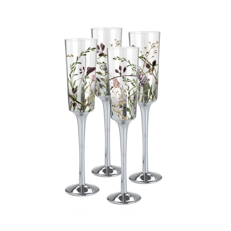 Wildflower Champagne Flutes Set of 4