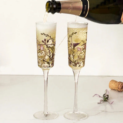 Wildflower Champagne Flutes Set of 4