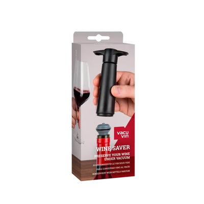 Wine Saver Pump and 2 Stoppers Black