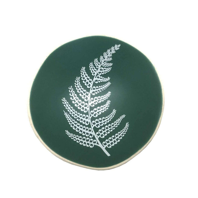 Bowl- White Fern On Green 7cm