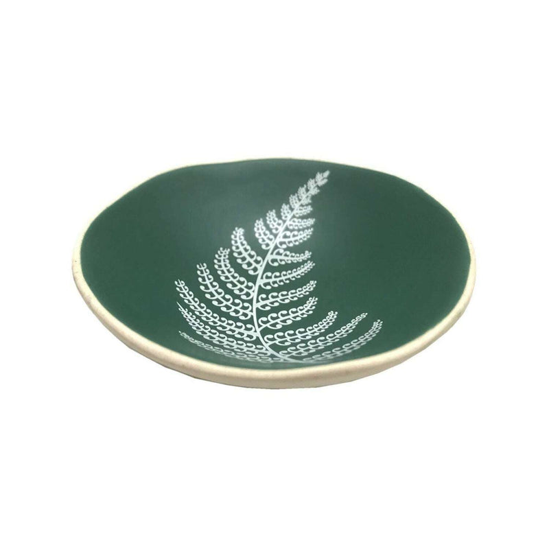 Bowl- White Fern On Green 7cm