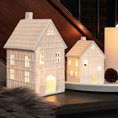 Christmas Porcelain Tealight Holder Small House