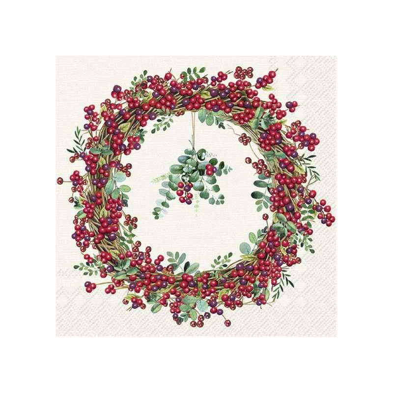 Cocktail Paper Napkins Berry Wreath