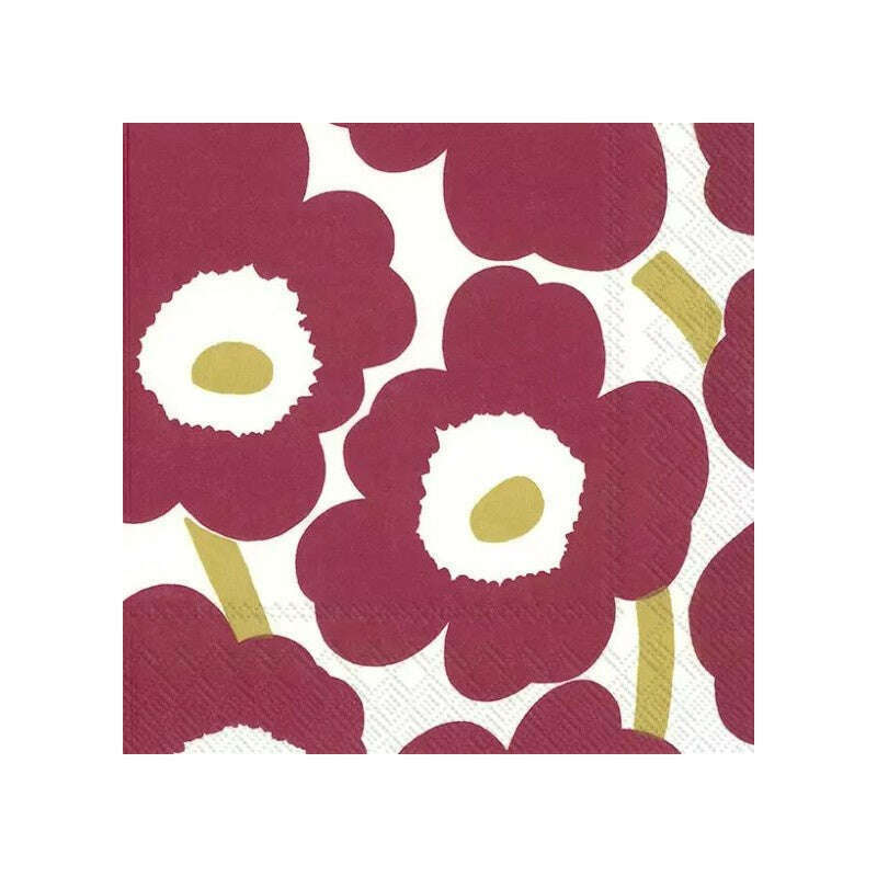 Cocktail Paper Napkins MM Unikko Dark Red Gold