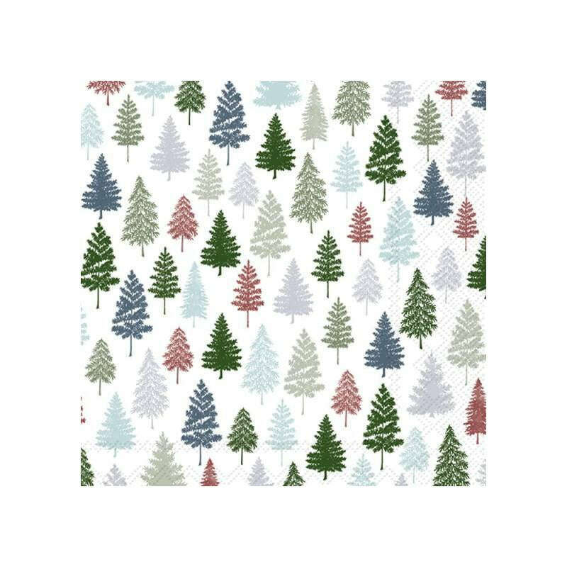 Cocktail Paper Napkins Nordic Forest Blue Green