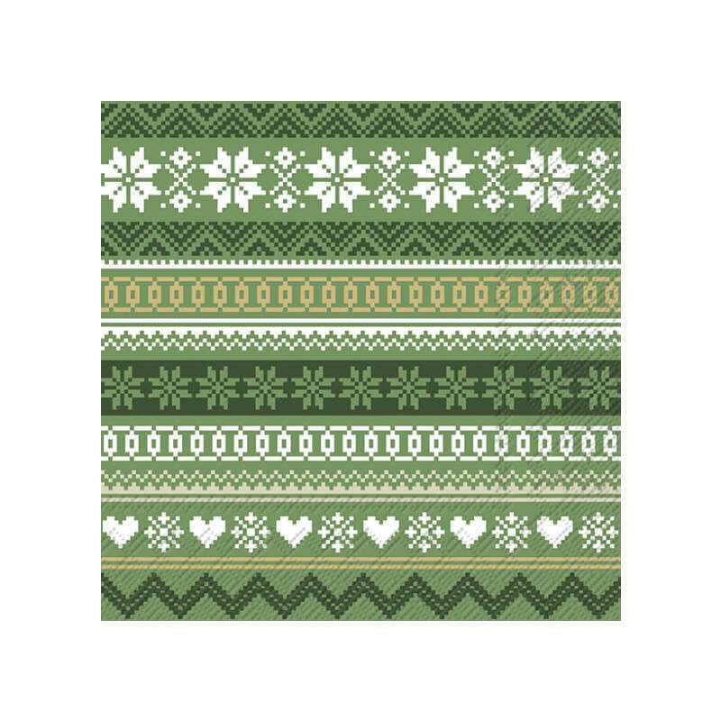 Cocktail Paper Napkins Nordic Pattern Green