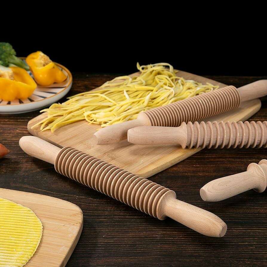 Fettuccine Cutter Rolling Pin Beech Wood Pasta Maker Mooch