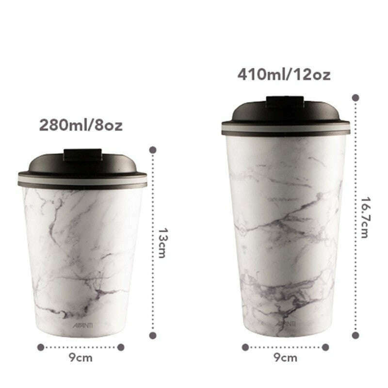 Double Wall Insulated Go Cup 236ml White Marble