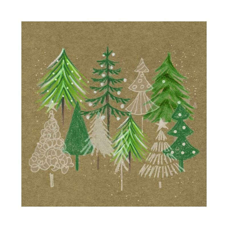 Luncheon Paper Napkins Green Xmas Trees