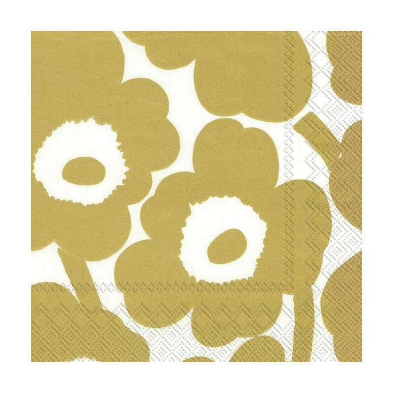 Luncheon Paper Napkins MM Unikko White Gold