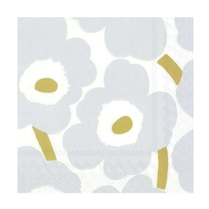 Luncheon Paper Napkins MM Unikko White Silver