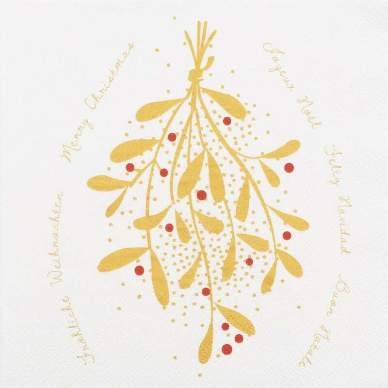 Mistletoe Gold Luncheon Napkin