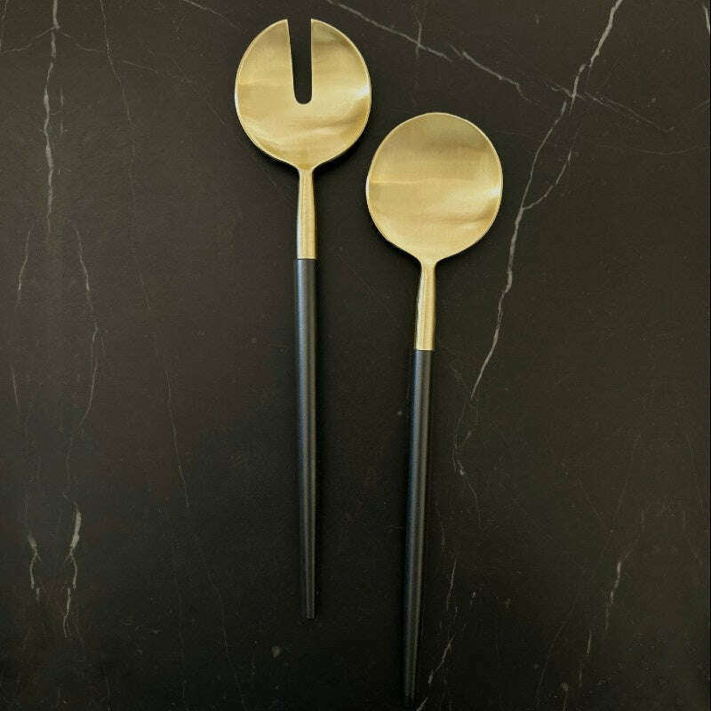 Napa Salad Server Set Black/Gold