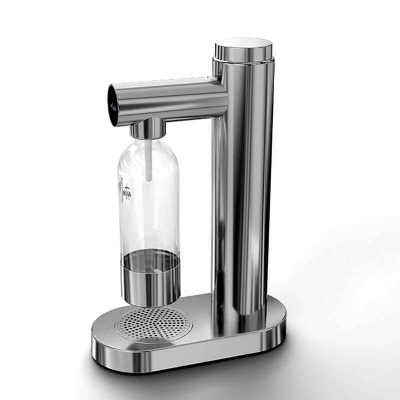 Polished Steel Soda Maker + 1 Stainless Steel Bottle