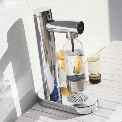 Polished Steel Soda Maker + 1 Stainless Steel Bottle