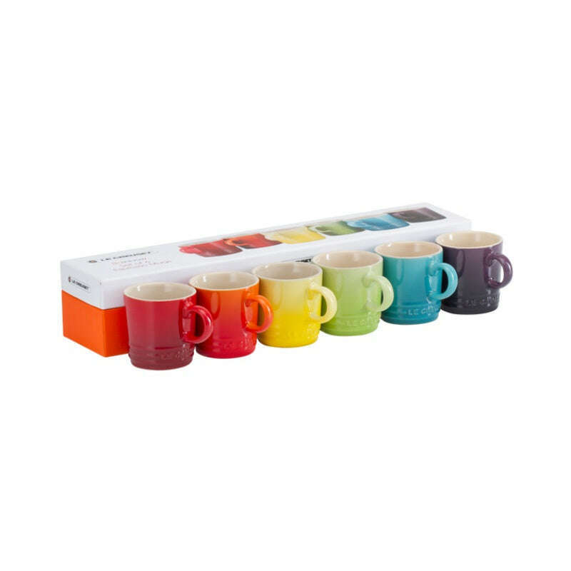 Rainbow Set of 6 Espresso Mugs Brights